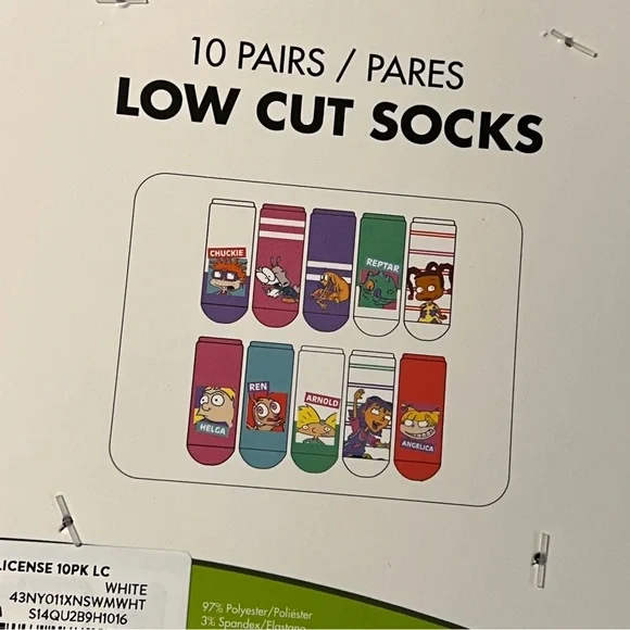 NWT Nickelodeon Womens Shoe Size 4-10 Liner Socks No Show 10 Pairs Rugrats - Picture 3 of 4